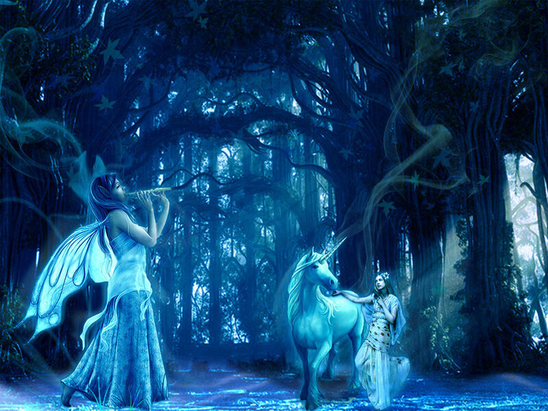 Fairy Playing Flute — Blue, Serene, Night