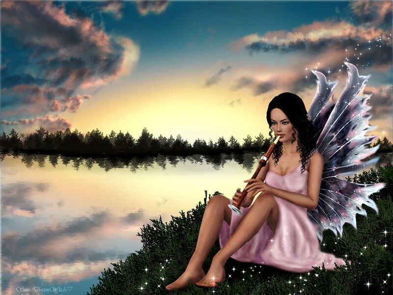 Fairy Playing Flute — Pink