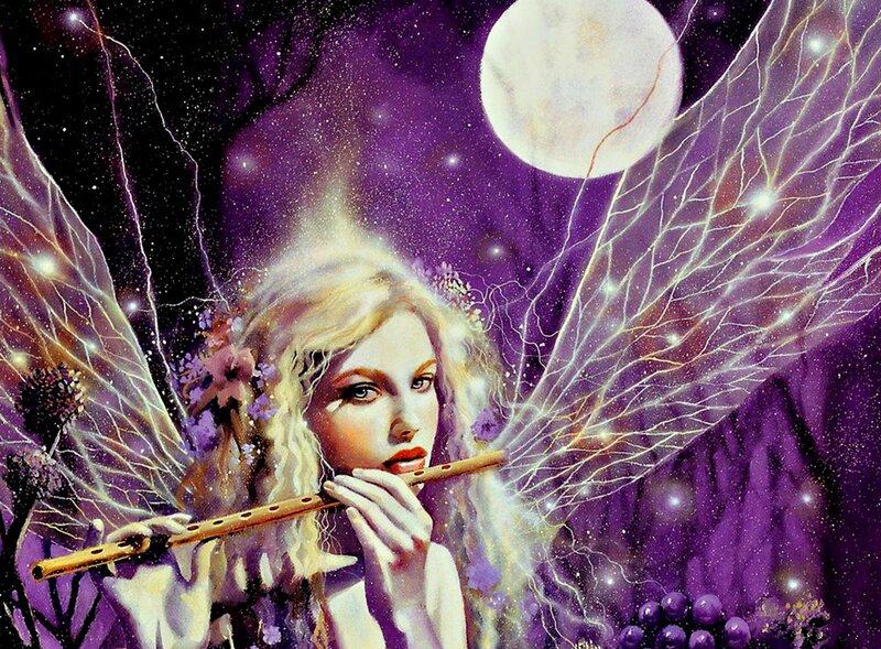 Fairy Playing Flute — Purple, Dreamy