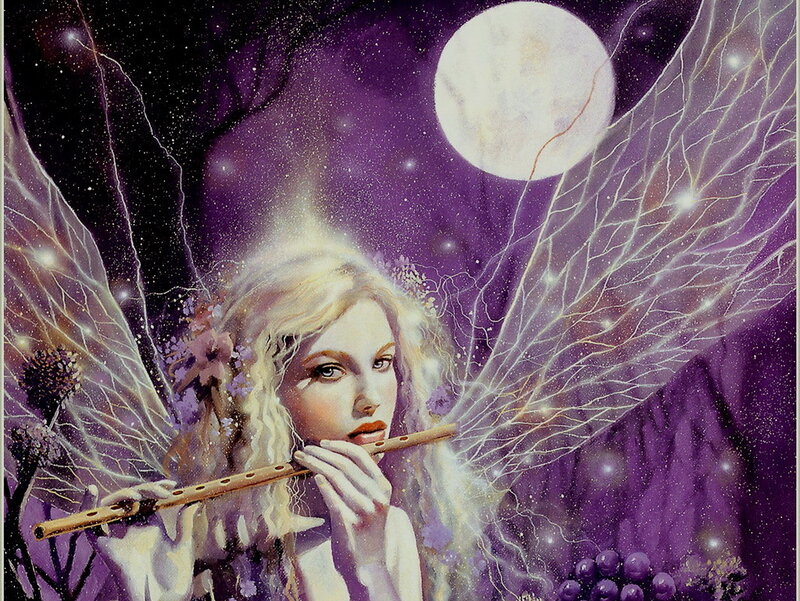 Fairy Playing Flute — Purple