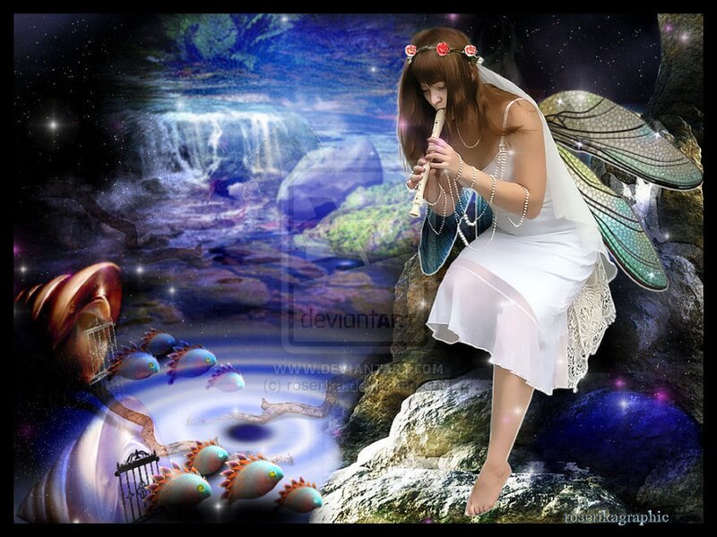Fairy Playing Flute — White