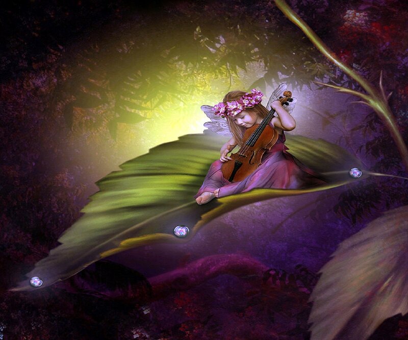 Fairy Playing Violin — Purple, Serene