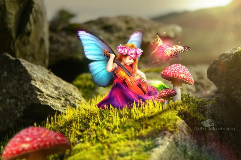 Fairy Playing Violin — Purple