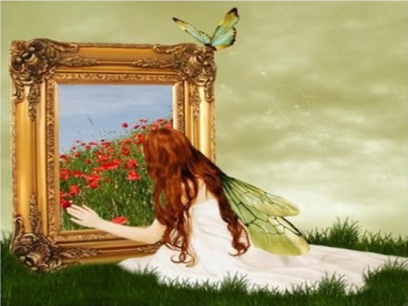 fairy reaching through a painting