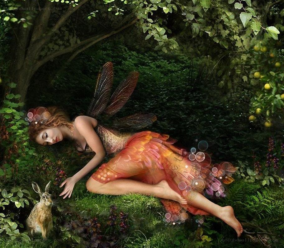 Fairy resting in a forest