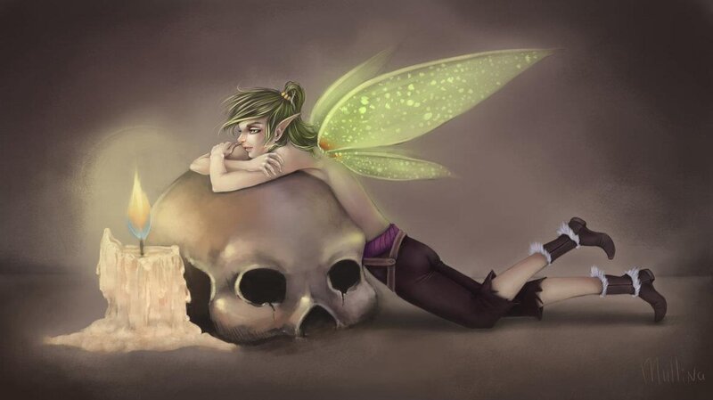 Fairy Resting on Skull
