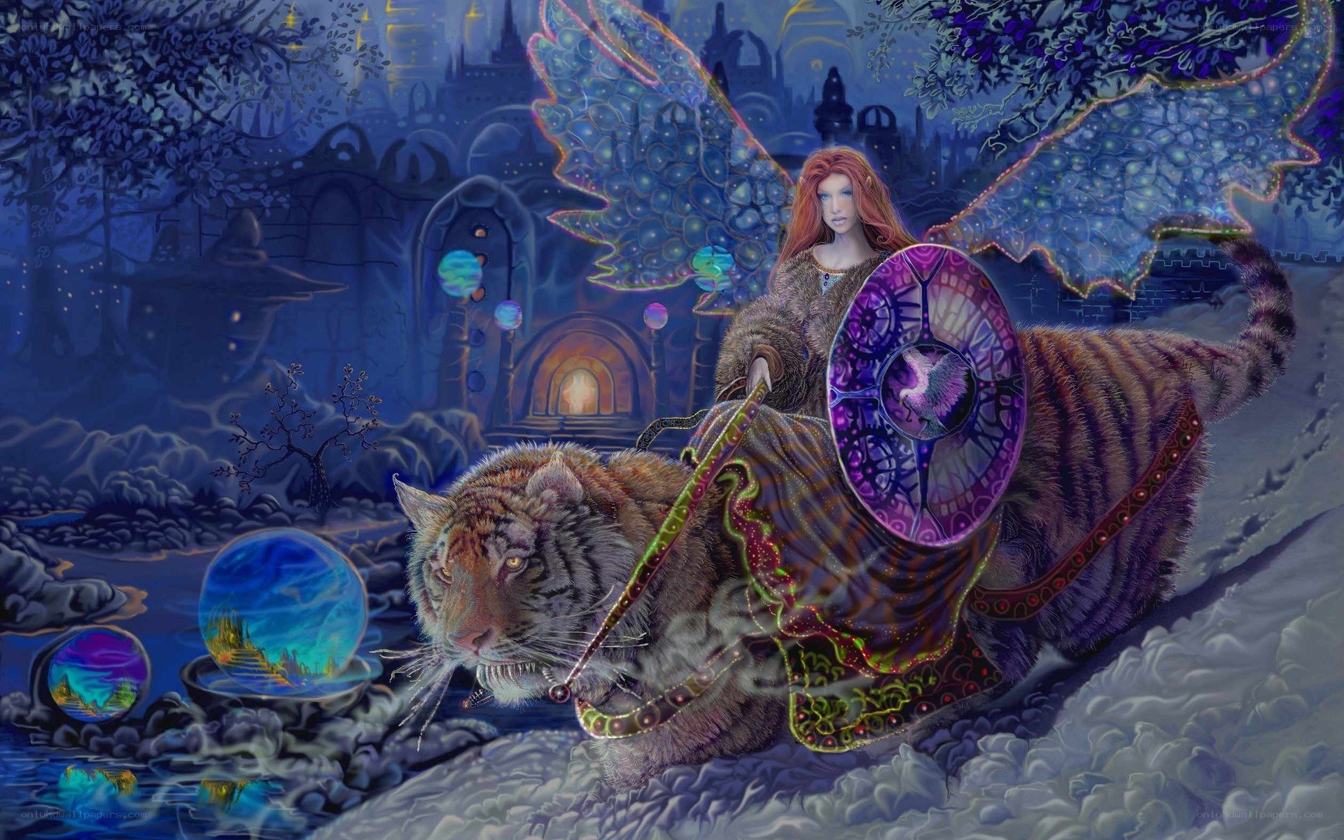 fairy riding a tiger