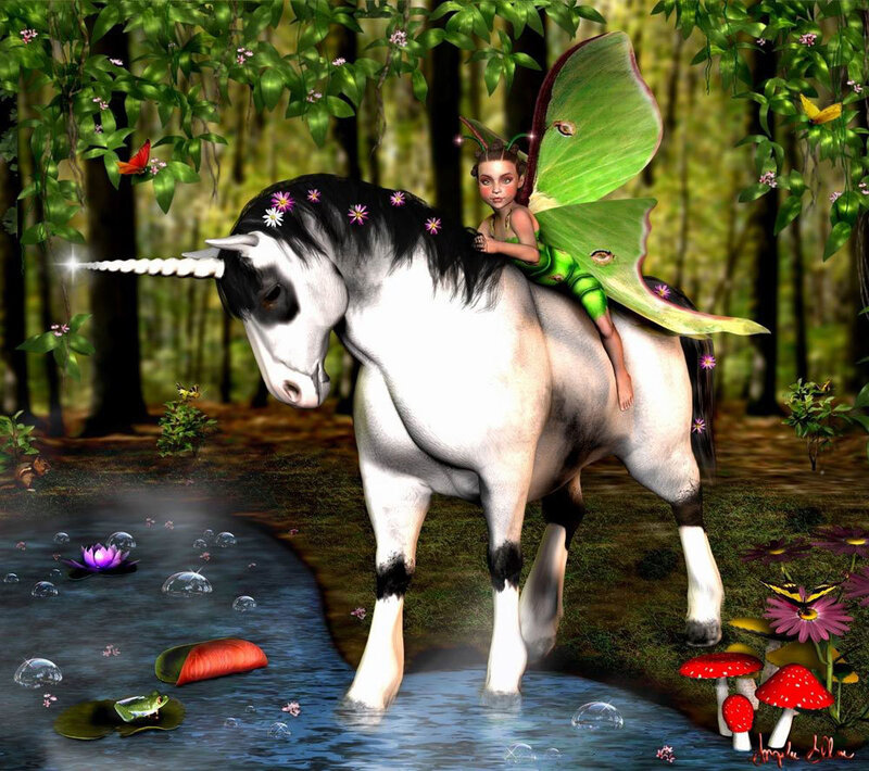 fairy riding a unicorn