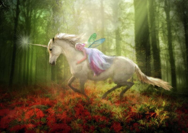 Fairy Riding Unicorn — Green