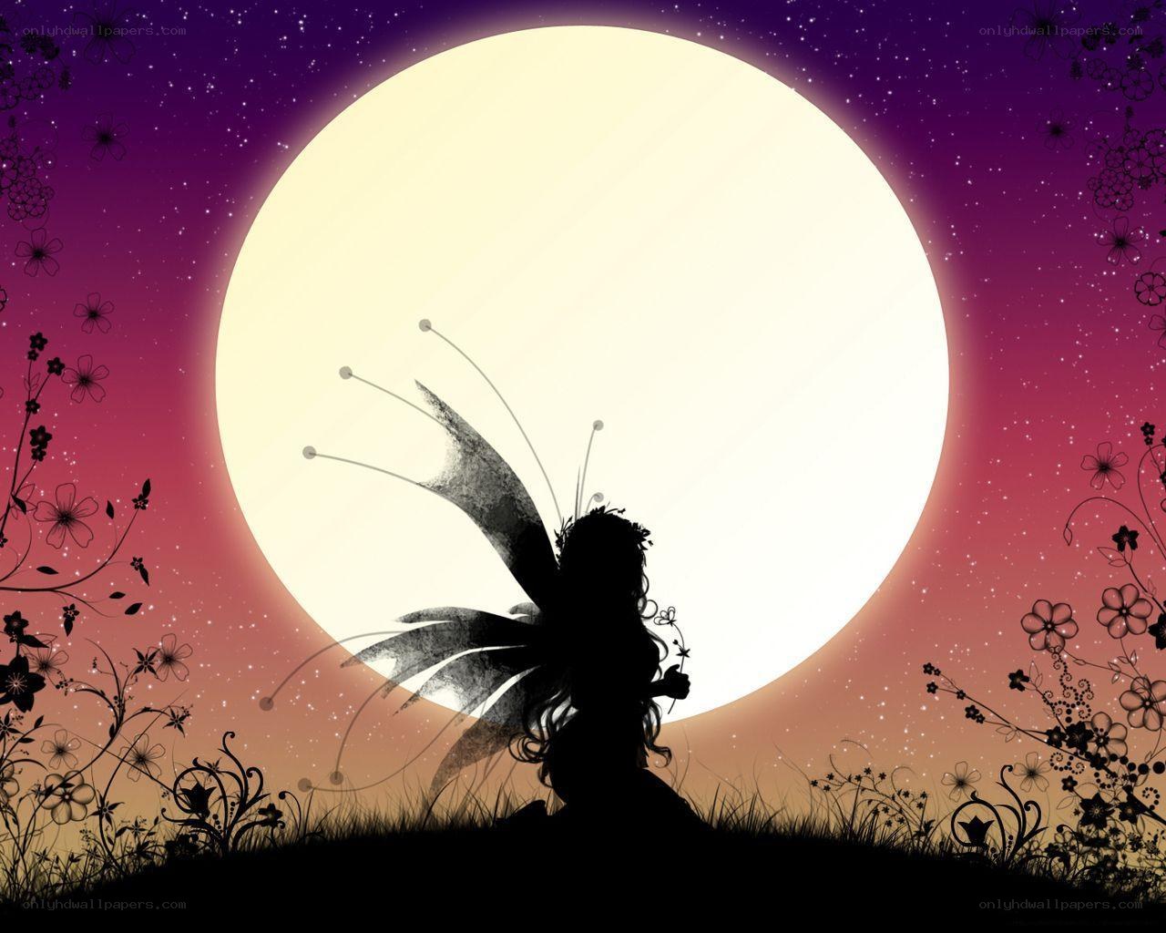 fairy silhouette at night