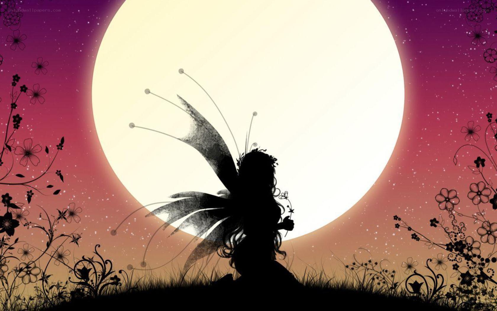 fairy silhouette at night