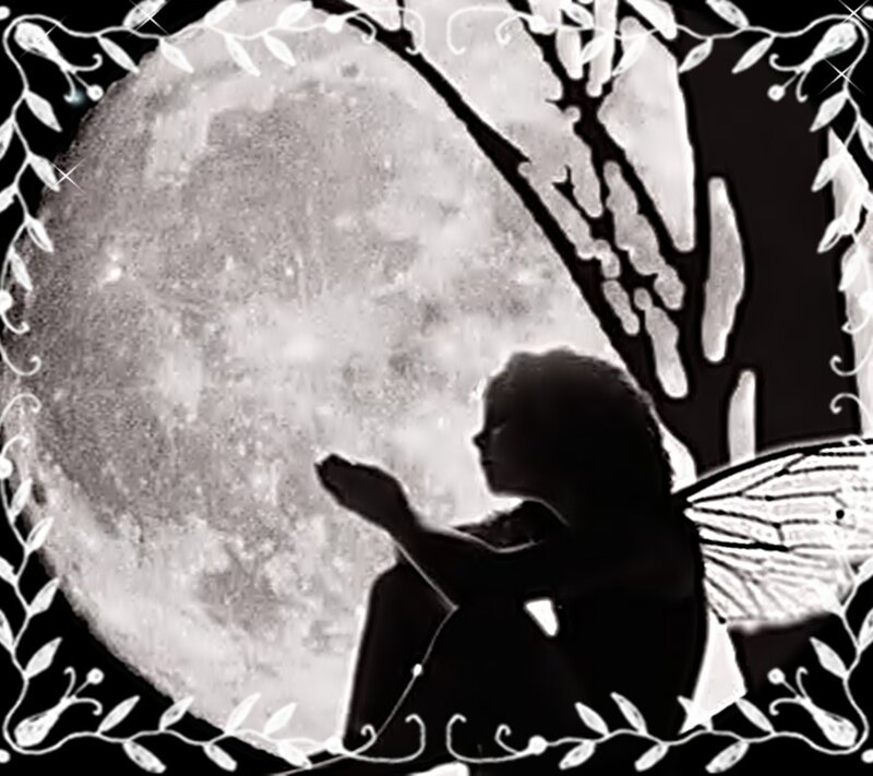 fairy silhouette by moonlight
