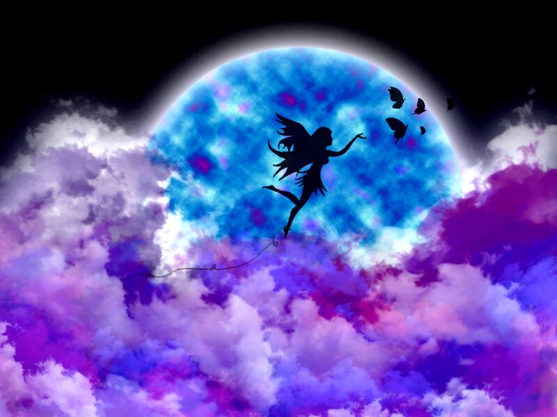Fairy Silhouette Flying — Purple