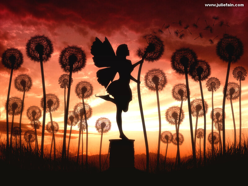 Fairy Silhouette in Field — Red