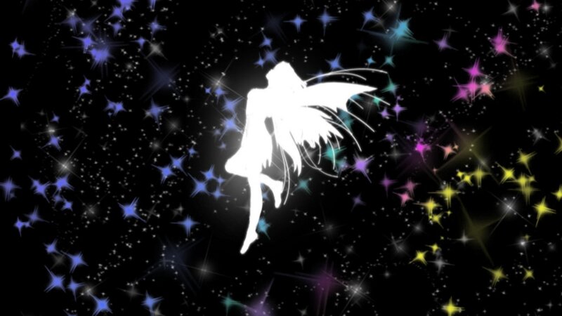 fairy silhouette in starry sky