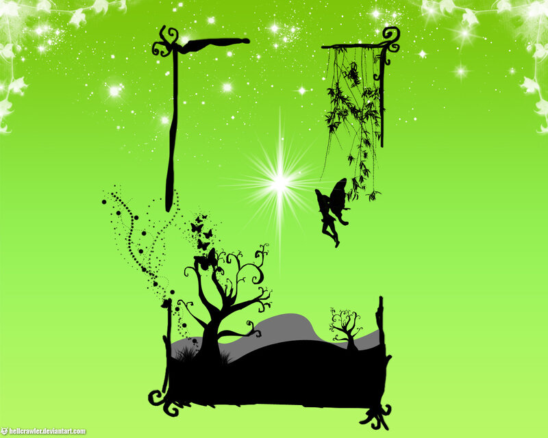 fairy silhouette on green background