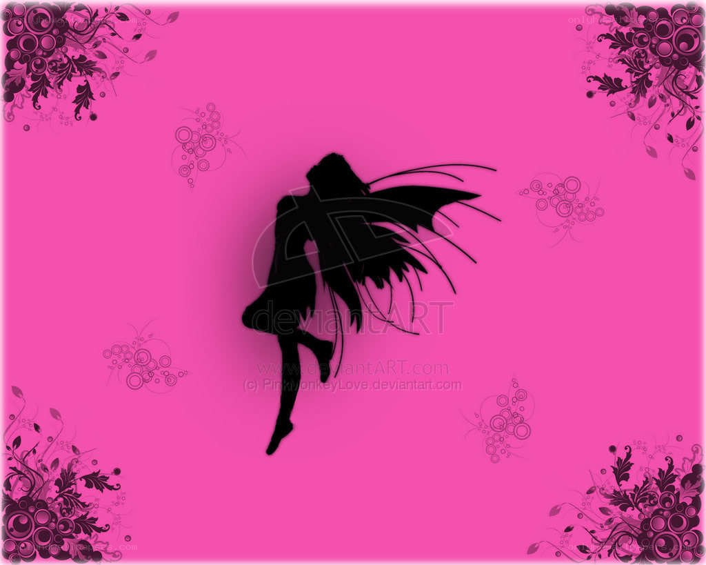 fairy silhouette on pink
