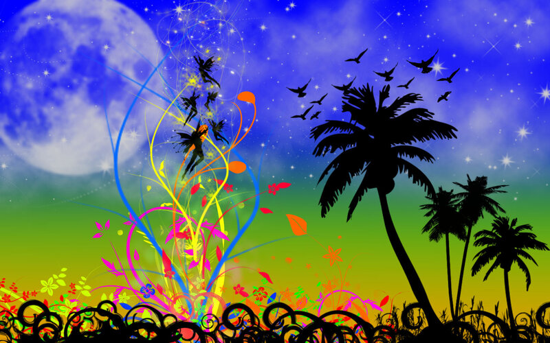 Fairy Silhouettes with Palm Trees