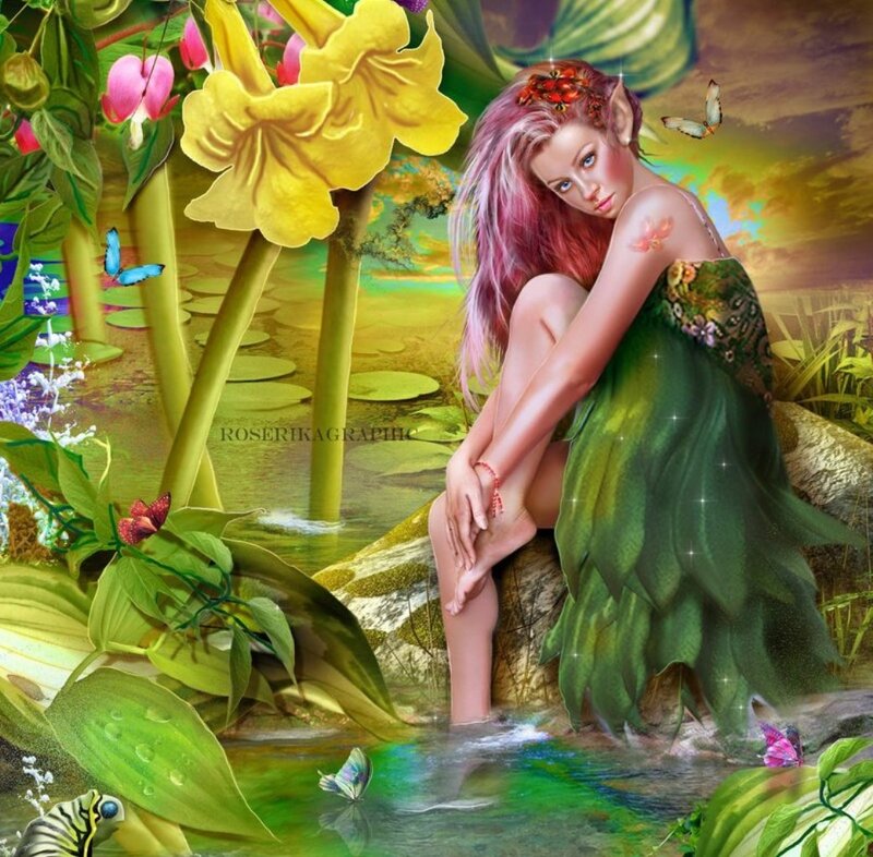 Fairy Sitting by Pond