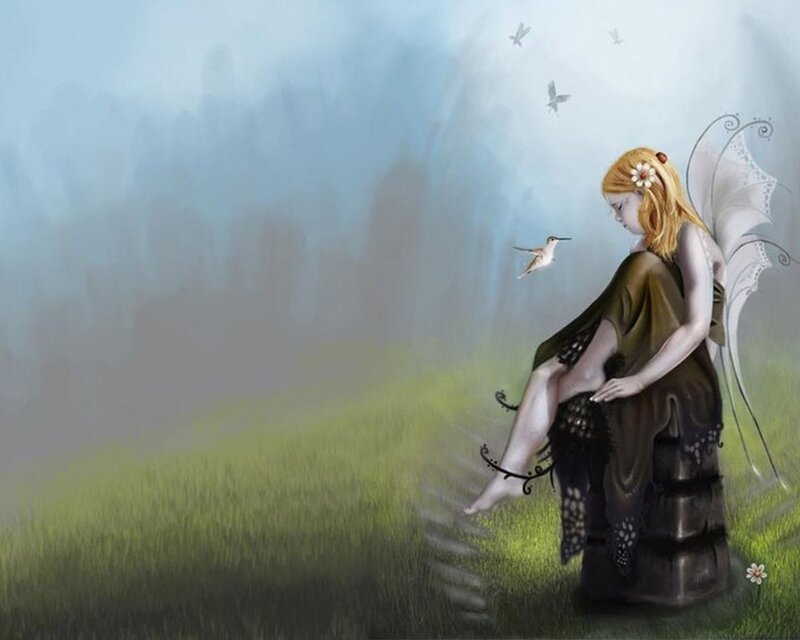 Fairy Sitting in Grass