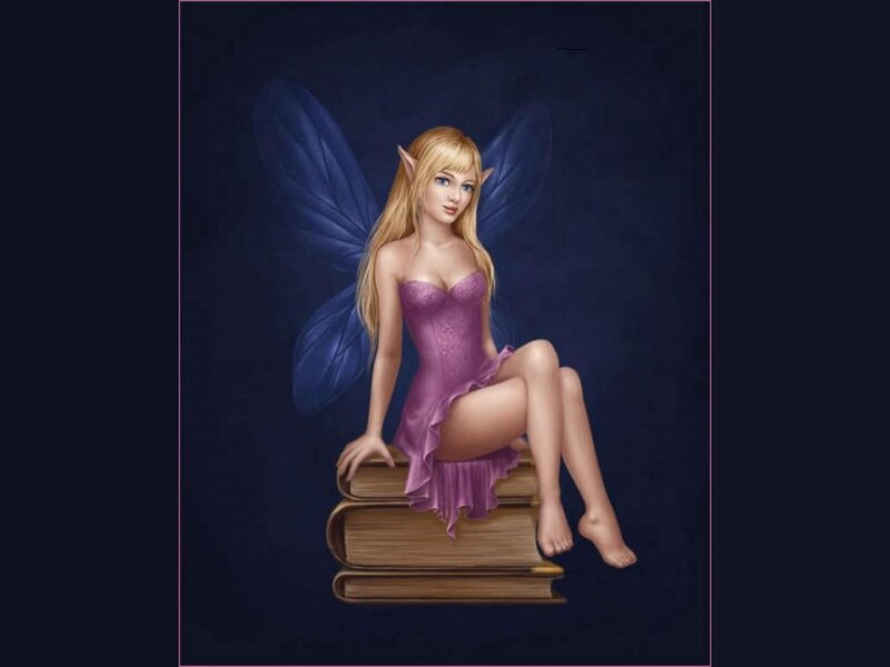 Fairy Sitting on Books