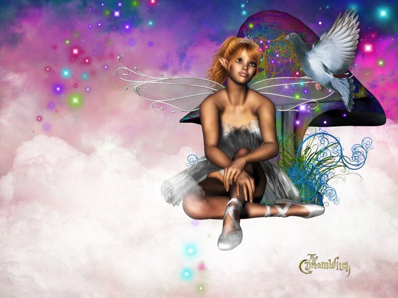 Fairy Sitting on Cloud