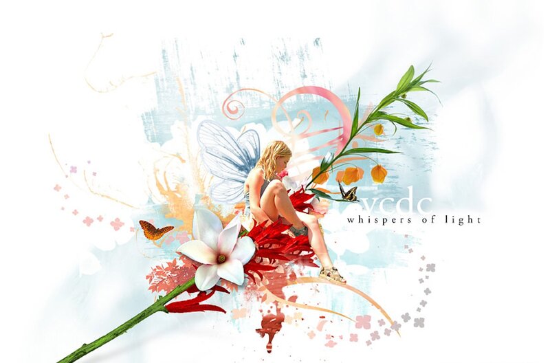 Fairy Sitting on Flower — White