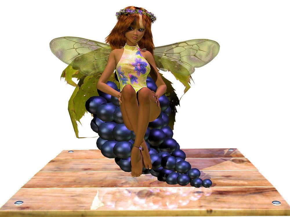 fairy sitting on grapes
