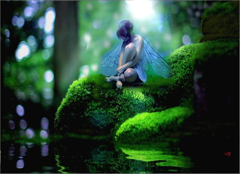 Fairy Sitting on Moss