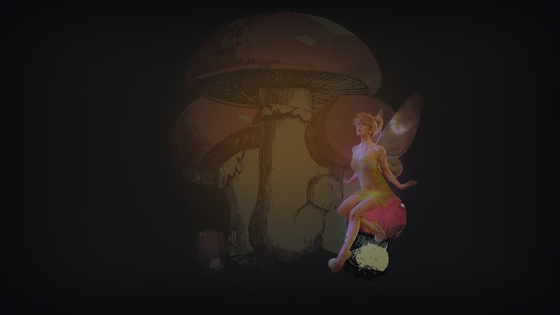 Fairy Sitting on Mushroom — Black