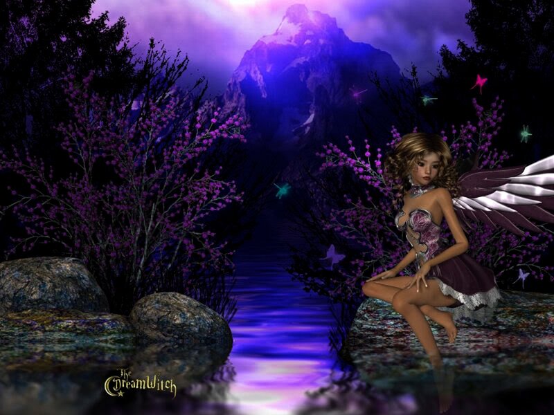 Fairy Sitting on Rock — Purple