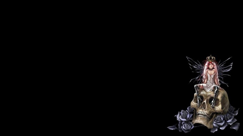 Fairy Sitting on Skull — Black, Dark