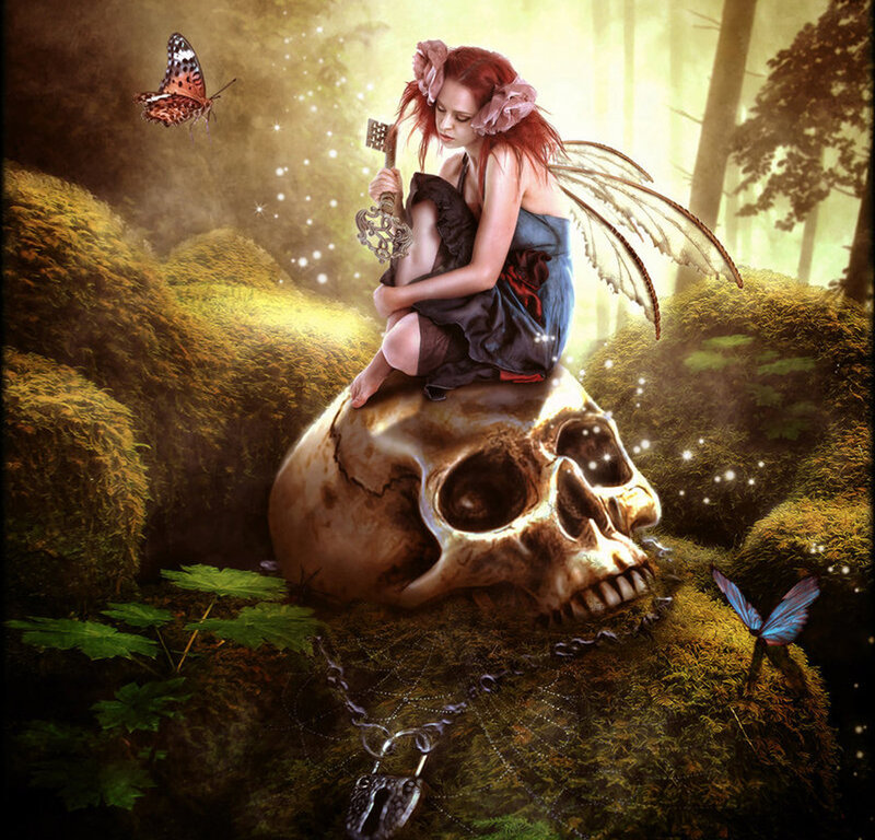 Fairy Sitting on Skull