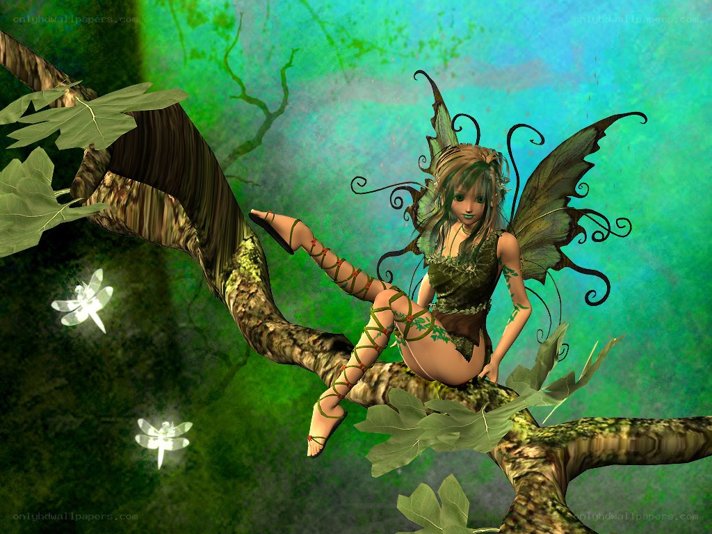 fairy sitting on tree branch