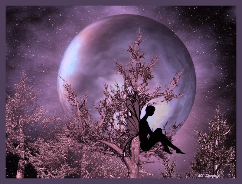 Fairy Sitting on Tree — Purple