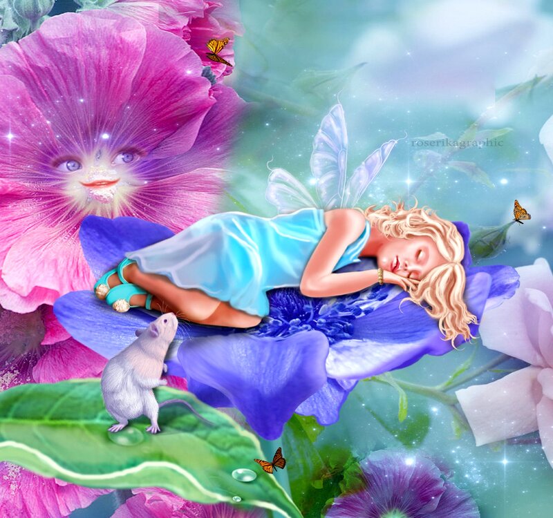 Fairy Sleeping on Flower