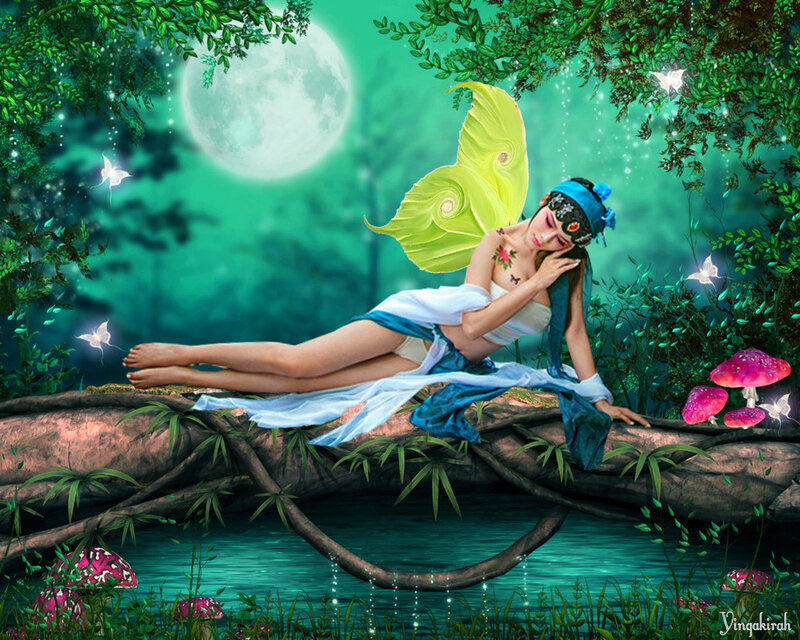 Fairy Sleeping on Log