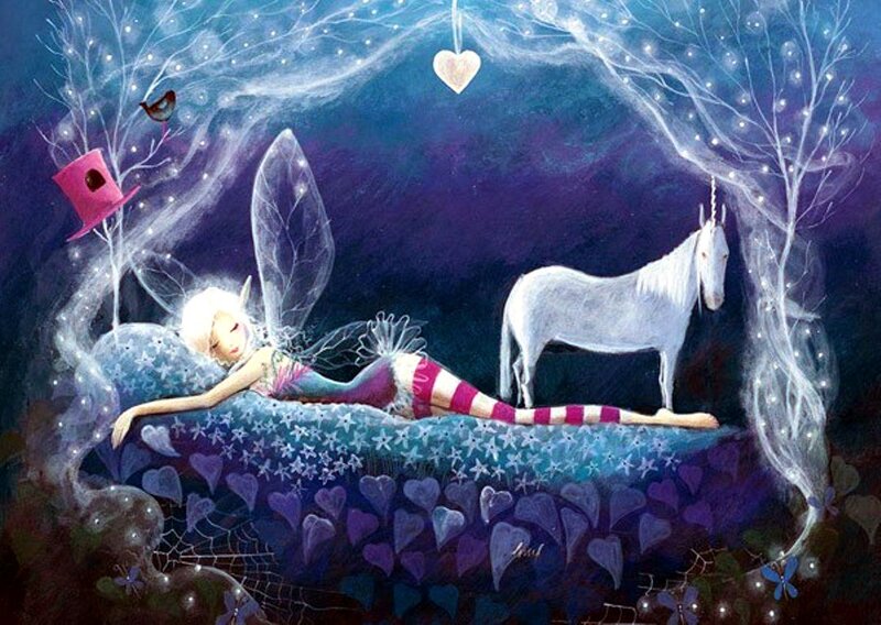 Fairy Sleeping with Unicorn