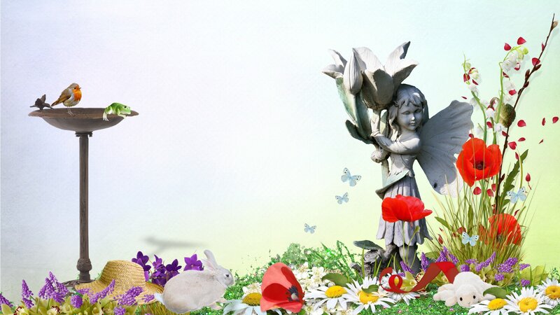 Fairy Statue in Garden — Green