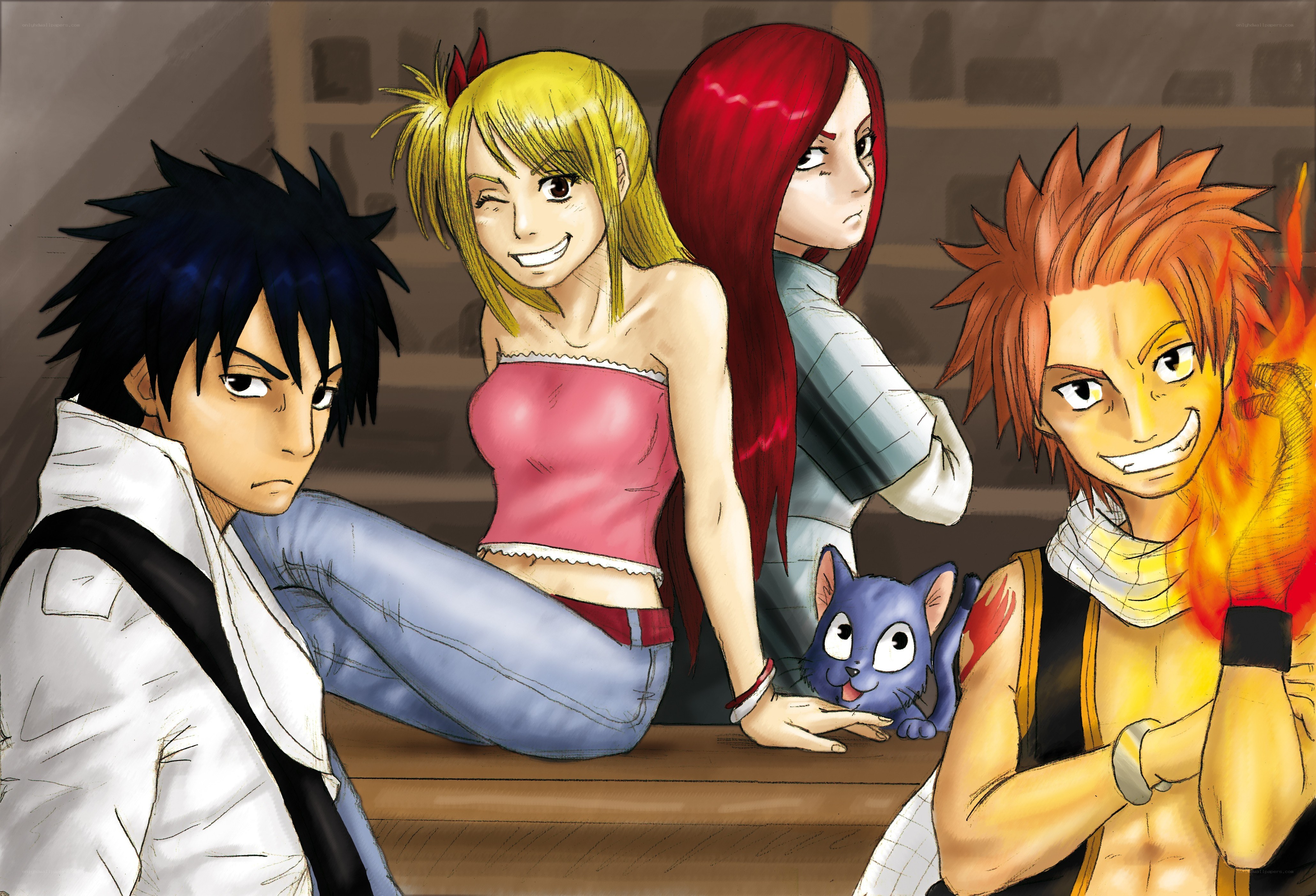 Fairy Tail characters at a bar
