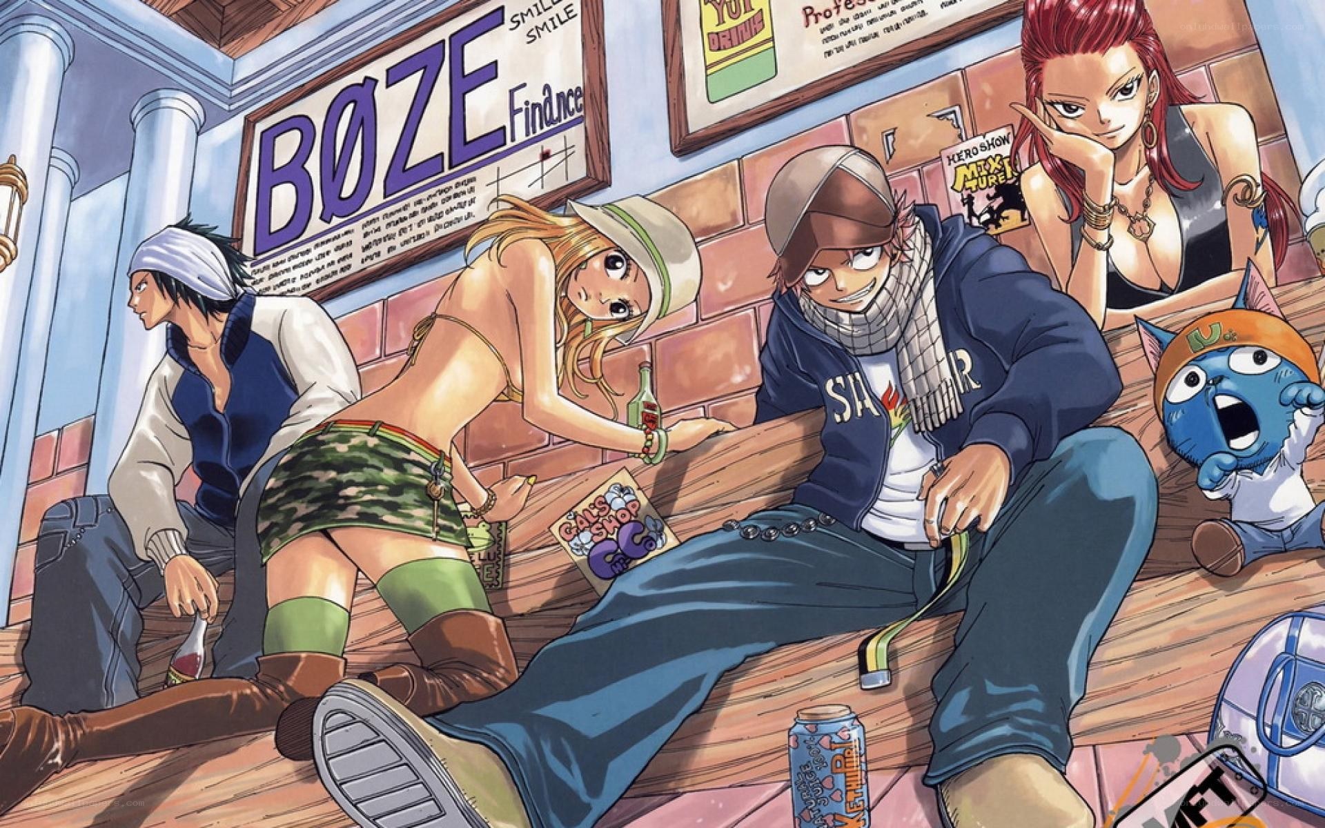 Fairy Tail characters in a bar