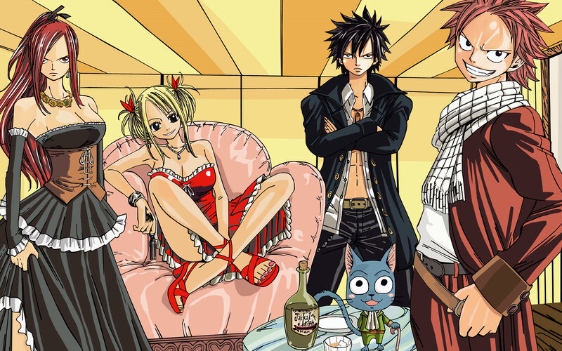 Fairy Tail characters in a room