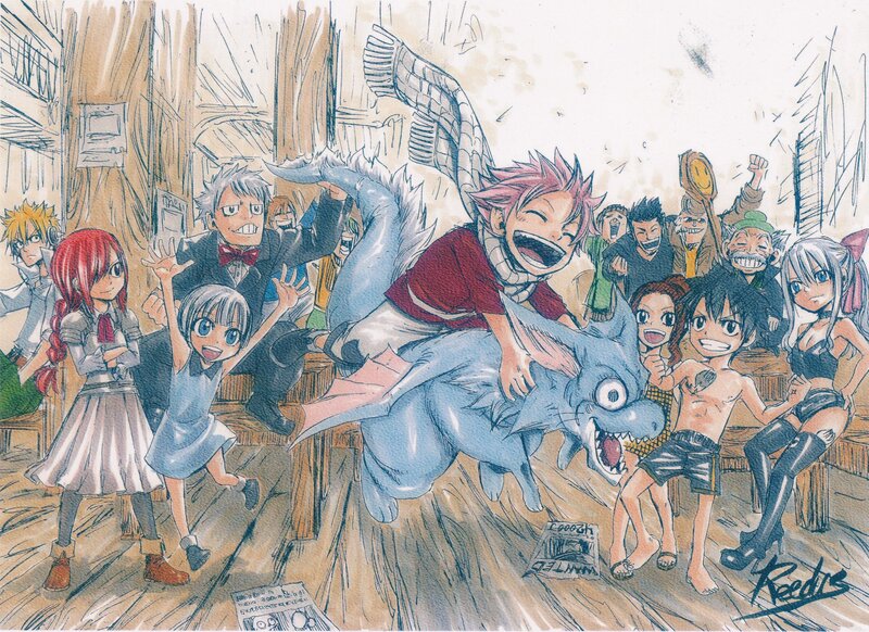 Fairy Tail characters in a tavern