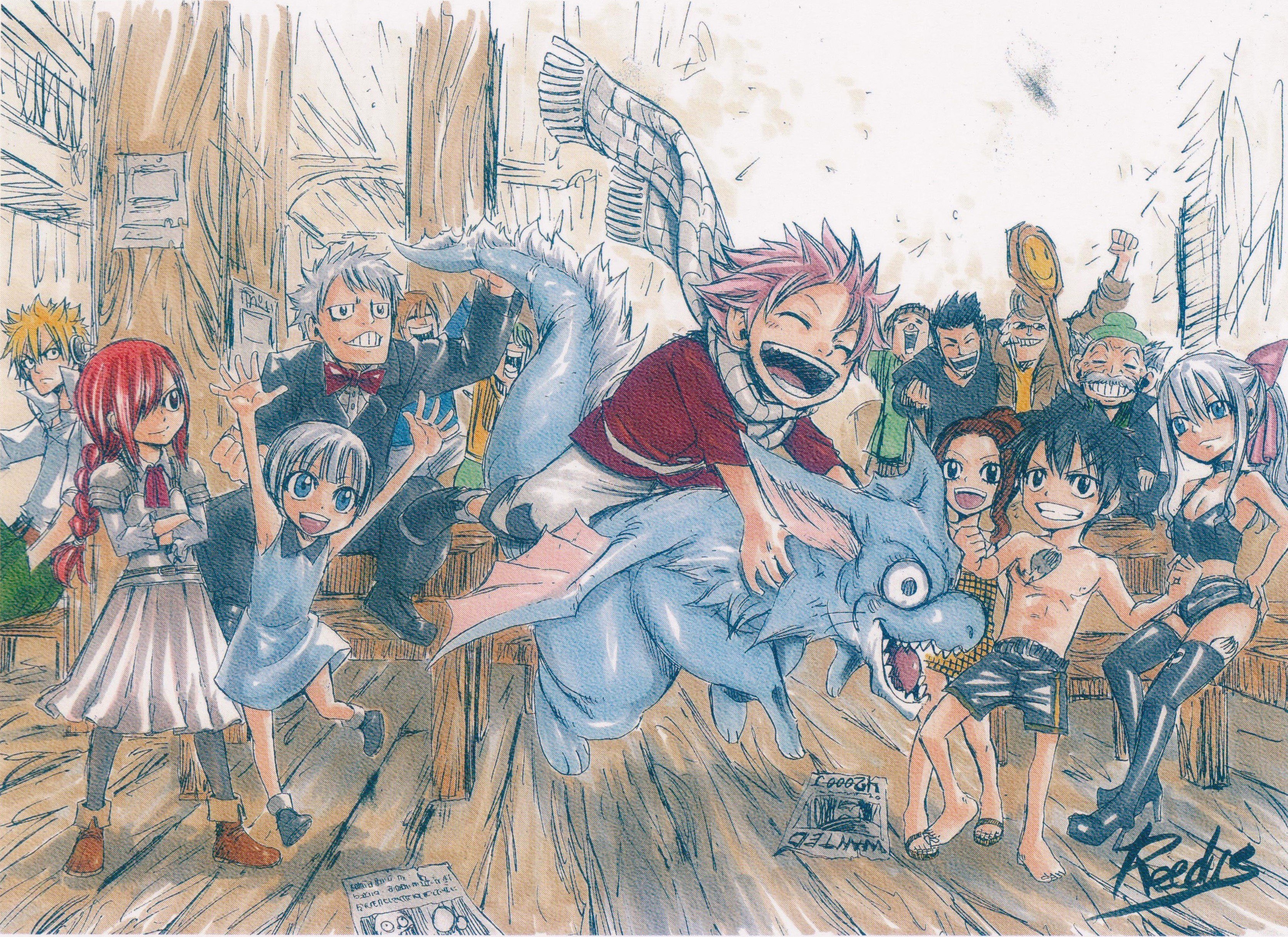 Fairy Tail characters in a tavern
