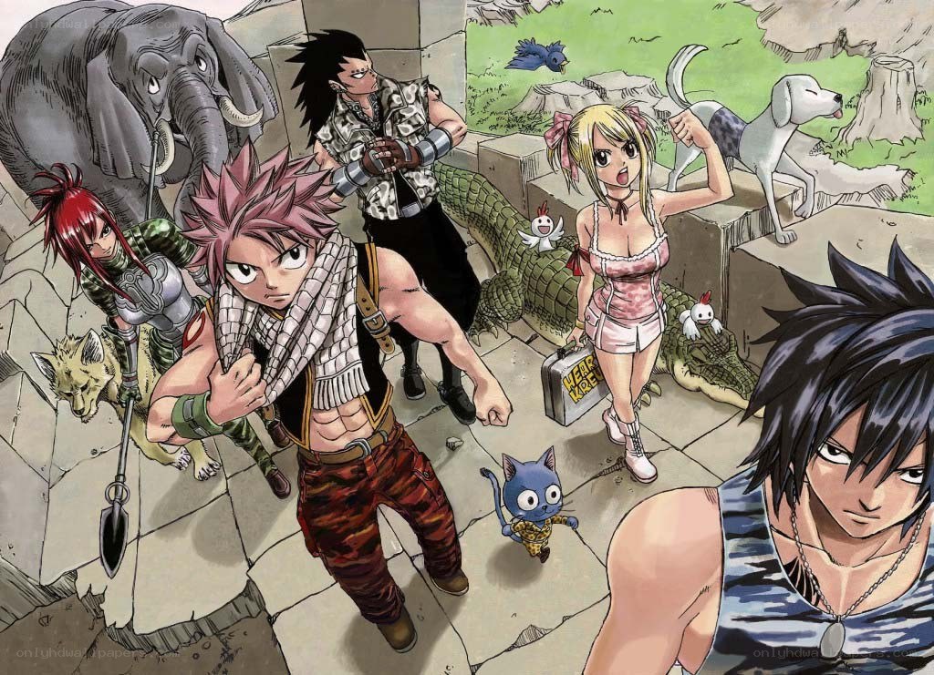 Fairy Tail characters in action