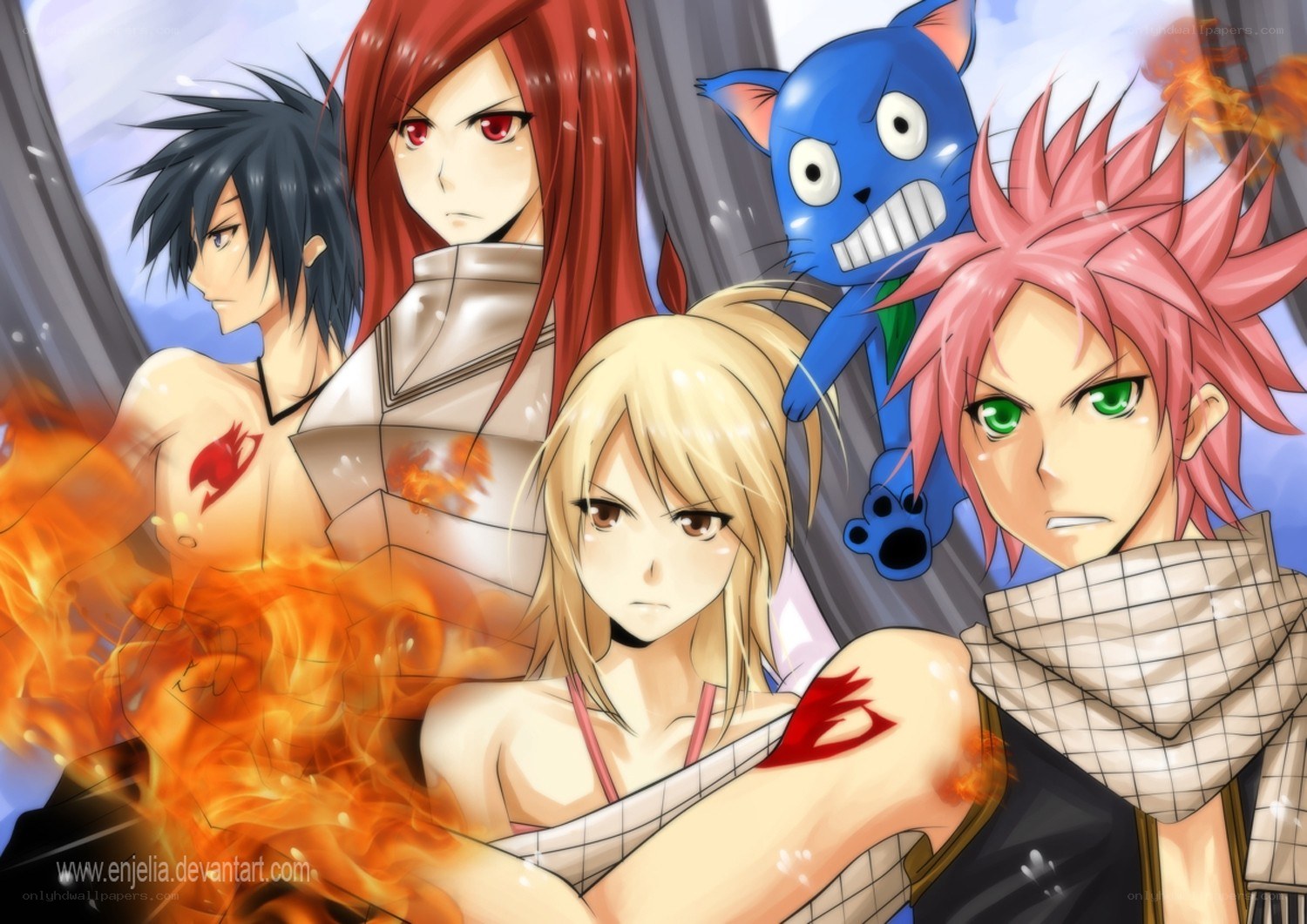 Fairy Tail characters in action