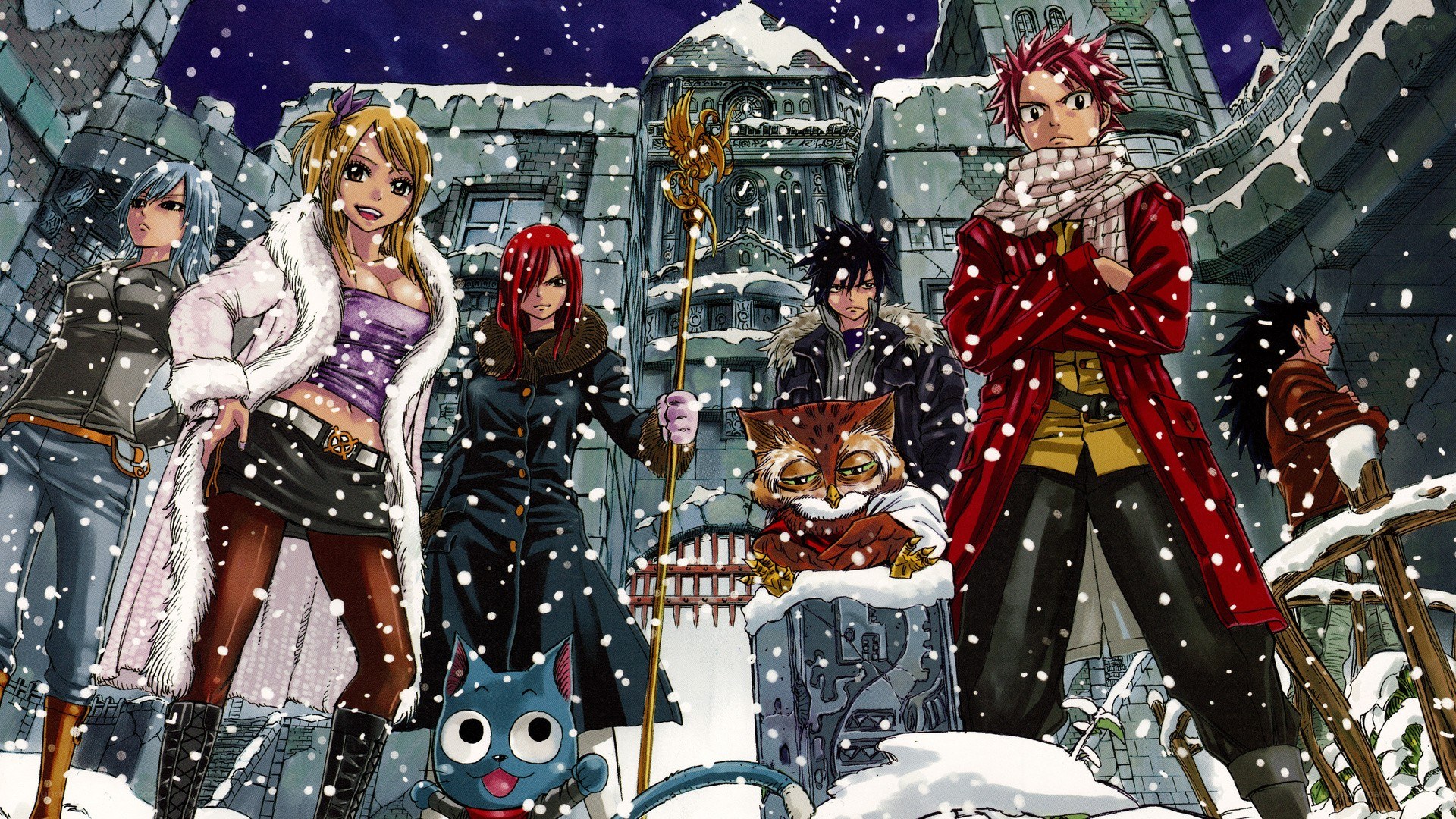 Fairy Tail characters in snow