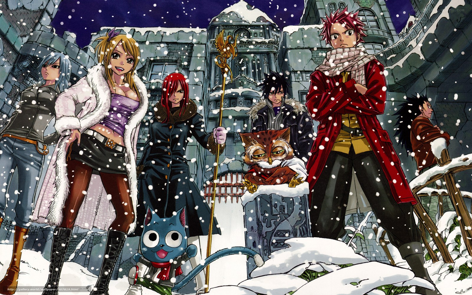 Fairy Tail characters in snow