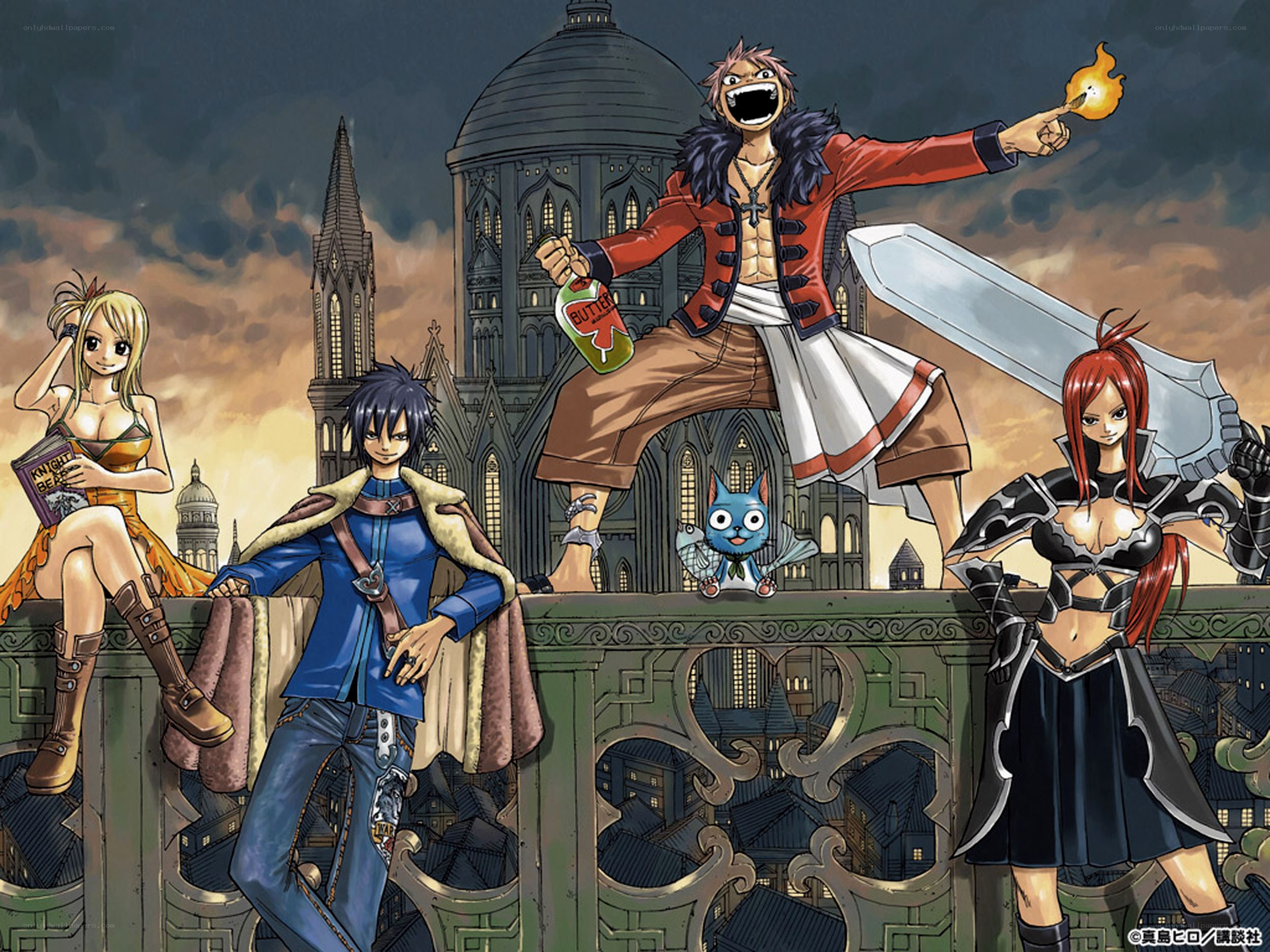Fairy Tail characters on a balcony