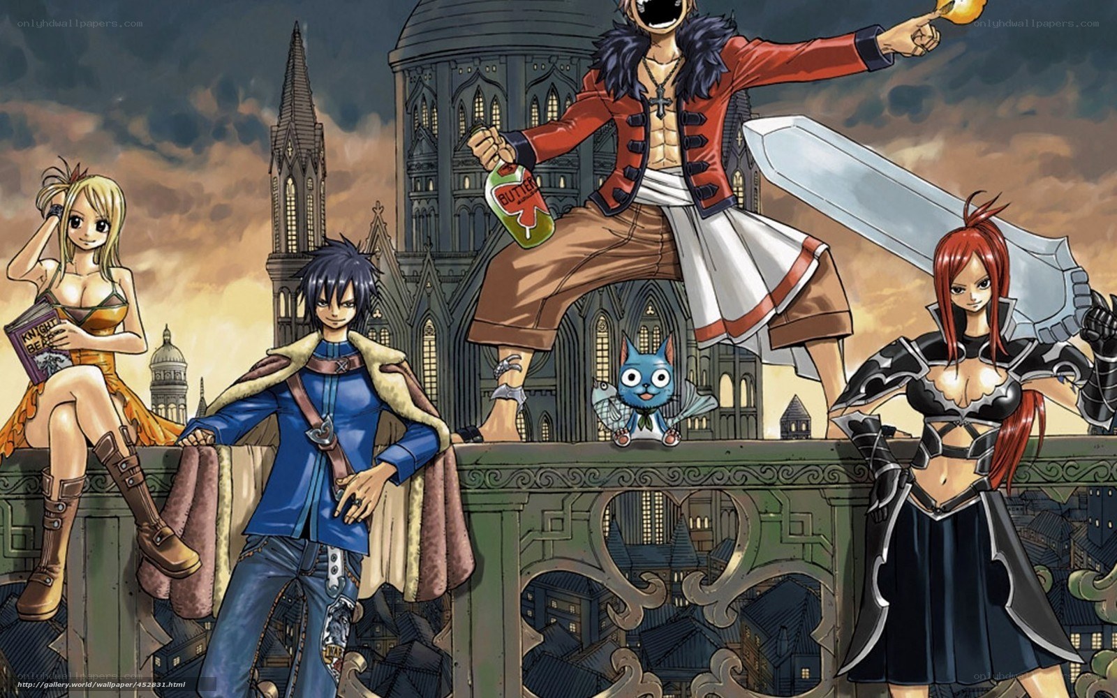 Fairy Tail characters on a bridge